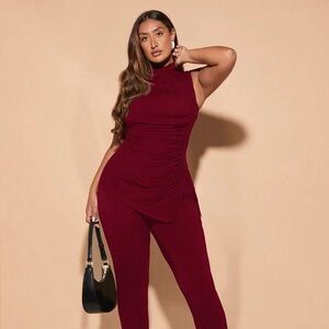 Burgundy 2-Piece Top and Pants Set